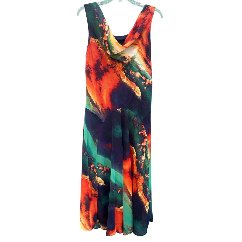 Signature by Robbie Bee Maxi Dress Colorful Abstract‎ Print Sleeveless Size 12